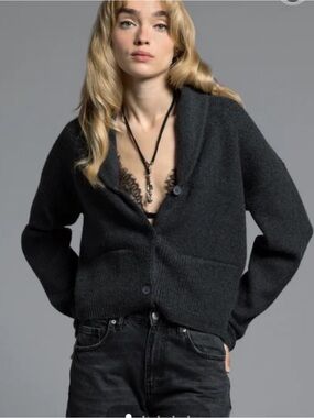 WEEKEND GRAY Shawl Collar Wool-Blend Cardigan Jacket L